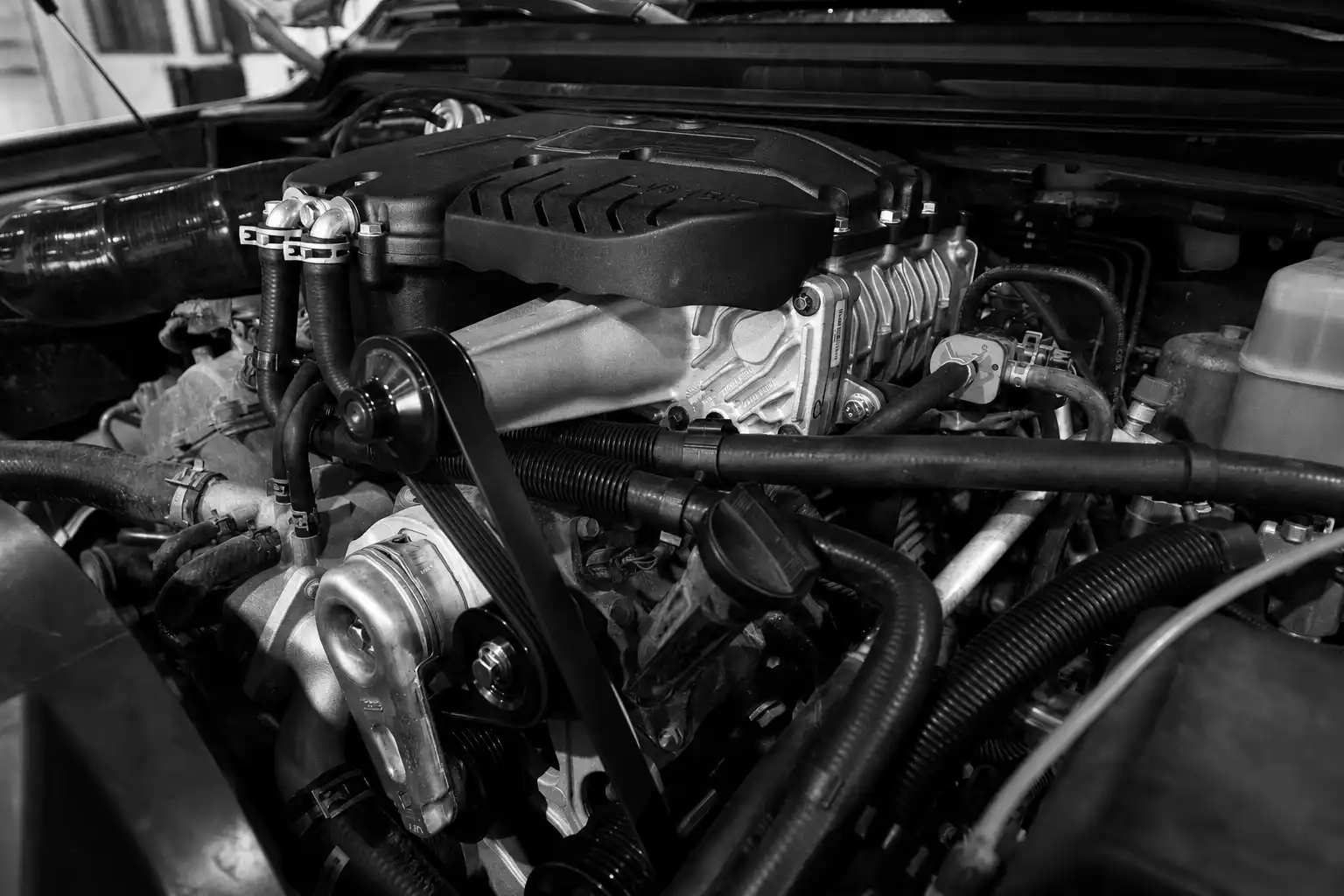 Installed Varron supercharger engineering detail